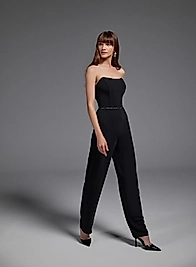 Siyah Straplez Kadın Tulum