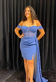 Üstü Transparan İnci İşleme Detaylı Mini Yan Parçalı Elbise