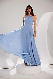 Halter Yaka Sırf Dekolteli Elbise